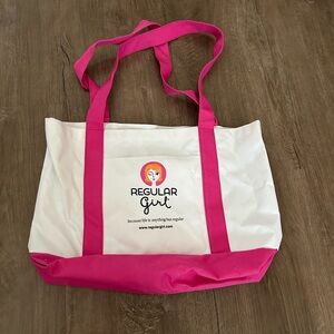 NWOT Pink and White Tote Bag